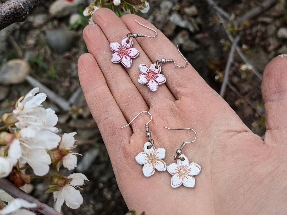Cherry Blossom Earrings – Black Spruce Leather