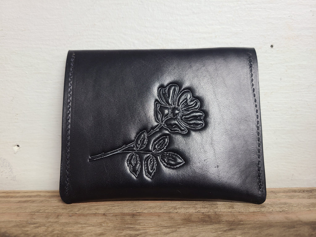 Change Purse Wallet Black Wild Rose rts