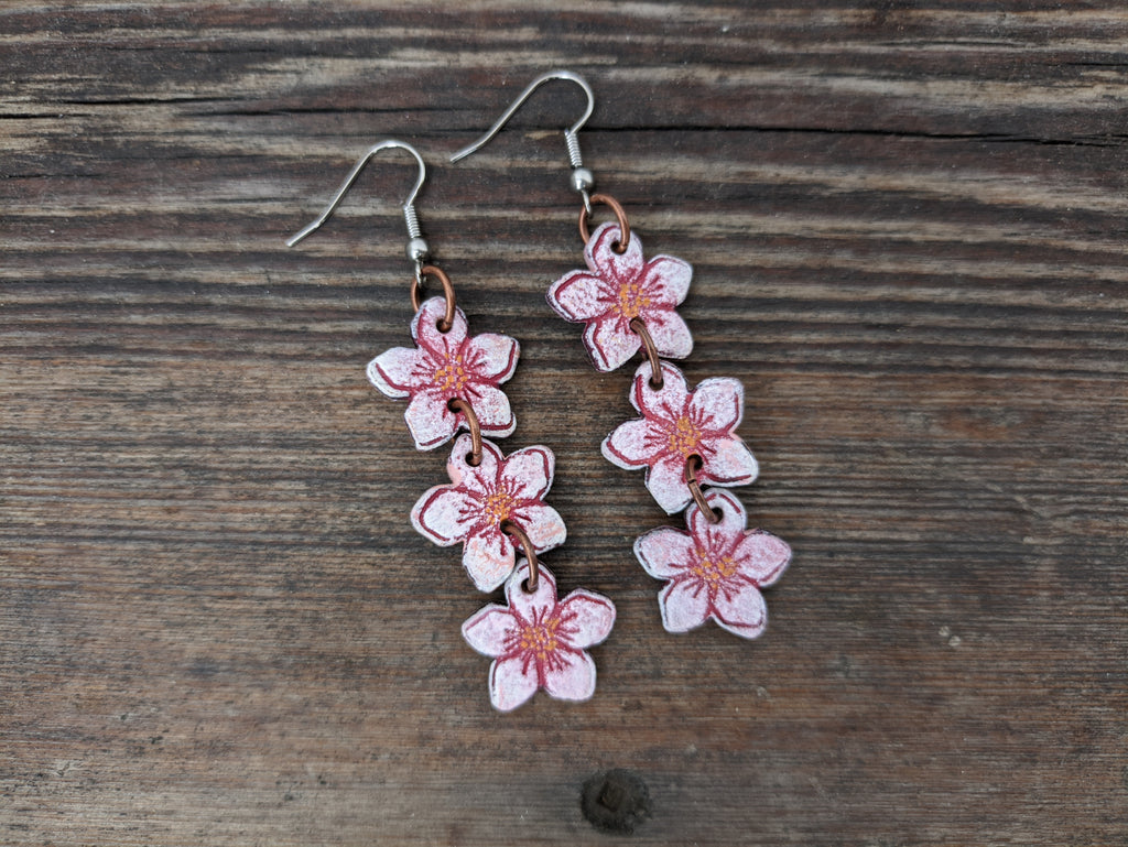 Cherry Blossom Earrings – Black Spruce Leather